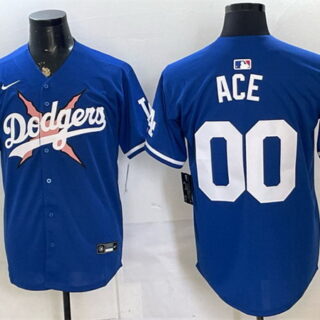 Men's Los Angeles Dodgers x One Piece #00 Ace Royal Vapor Premier Limited Stitched Baseball Jersey