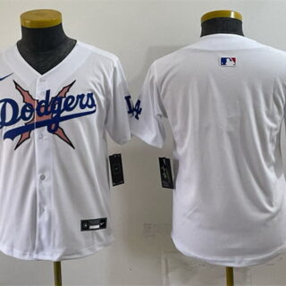 Youth Los Angeles Dodgers x One Piece Blank White Vapor Premier Limited Stitched Baseball Jersey
