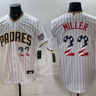 Men's San Diego Padres #22 Mason Miller White USA 250 Fourth of July Home Stitched Baseball Jersey