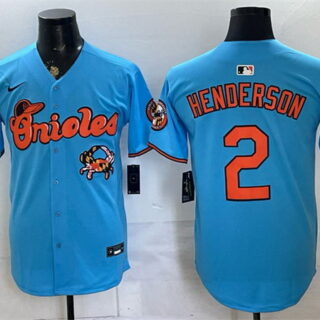 Men's Baltimore Orioles #2 Gunnar Henderson Blue With Patch Vapor Premier Limited Stitched Baseball Jersey