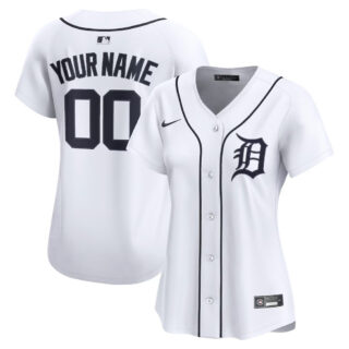 Custom Women's Detroit Tigers White Home Limited Jersey