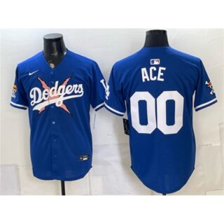 Men's Los Angeles Dodgers x One Piece #00 Ace Royal Vapor Premier Limited Stitched Baseball Jersey
