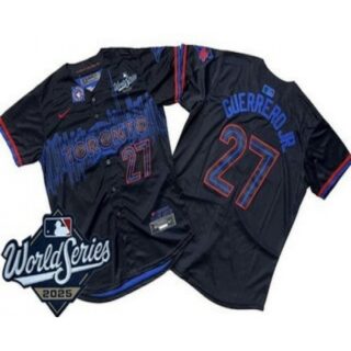 Men's Toronto Blue Jays #27 Vladimir Guerrero Jr Black City 2025 World Series Limited Jersey