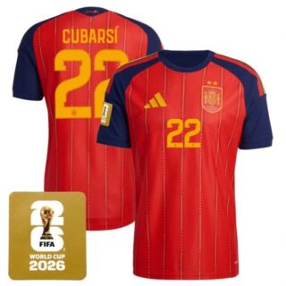 Men's Spain Team #22 Pau Cubars?? Red 2026 World Cup Home Soccer Jersey