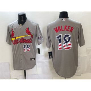 Men's St. Louis Cardinals #18 Jordan Walker Gray USA 250 Fourth of July Stitched Baseball Jersey