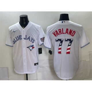 Men's Toronto Blue Jays #77 Louis Varland White 2026 USA 250 Fourth of July Stitched Baseball Jersey