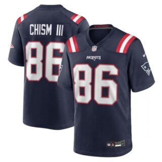 Men's New England Patriots #86 Efton Chism III Nike Navy Team Game Jersey