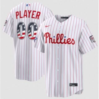 Men's Philadelphia Phillies Active Player Custom White 2026 All-Star Edition Stars & Stripes & USA 250 Fourth of July Home Stadium Stitched Baseball Jersey