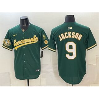 Men's Oakland Athletics #9 Reggie Jackson 2026 Green Alternate Sacramento Celebrating 125 Years Vapor Limited Stitched Baseball Jersey