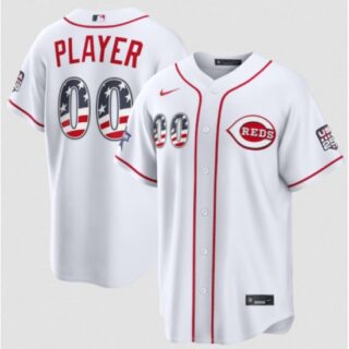 Men's Cincinnati Reds Active Player Custom White 2026 All-Star Edition Stars & Stripes & USA 250 Fourth of July Home Stadium Stitched Baseball Jersey