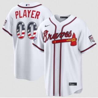 Men's Atlanta Braves Active Player Custom White 2026 All-Star Edition Stars & Stripes & USA 250 Fourth of July Home Stadium Stitched Baseball Jersey