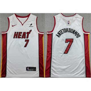 Men's Miami Heat #7 Giannis Antetokounmpo White 2026 Association Edition Swingman Stitched Basketball Jersey