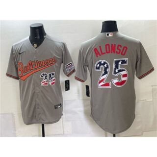 Men's Baltimore Orioles #25 Pete Alonso Gray USA 250 Fourth of July Home Stitched Baseball Jersey