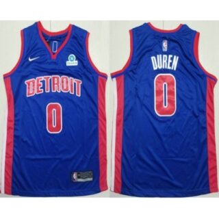 Men's Detroit Pistons #0 Jalen Duren Blue Icon Sponsor Edition Stitched Jersey