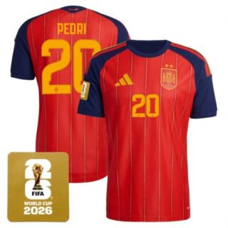 Men's Spain Team #20 Pedri Red 2026 World Cup Home Soccer Jersey