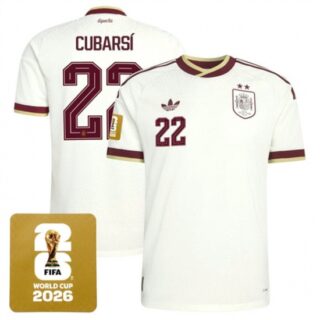 Men's Spain Team #22 Pau Cubars?? White 2026 World Cup Away Soccer Jersey
