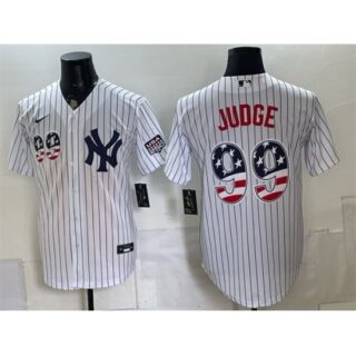 Men's New York Yankees #99 Aaron Judge White USA 250 Fourth of July Home Stadium Stitched Baseball Jersey