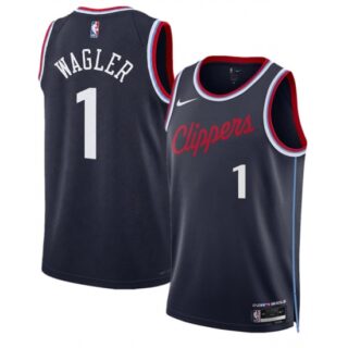 Men's Los Angeles Clippers #1 Keaton Wagler Navy 2026 Draft City Edition Stitched Jersey