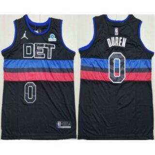 Men's Detroit Pistons #0 Jalen Duren Black Statement Icon Sponsor Swingman Jersey