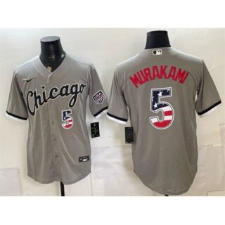 Men's Chicago White Sox #5 Munetaka Murakami Gray 2026 USA 250 Fourth of July Stitched Baseball Jersey