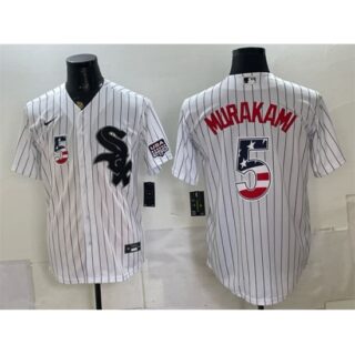 Men's Chicago White Sox #5 Munetaka Murakami White 2026 USA 250 Fourth of July Stitched Baseball Jersey