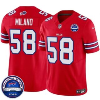 Men's Buffalo Bills #58 Matt Milano Red F.U.S.E. 2026 Inaugural Season at Highmark Stadium Football Stitched Jersey