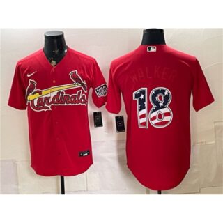Men's St. Louis Cardinals #18 Jordan Walker Red USA 250 Fourth of July Stitched Baseball Jersey