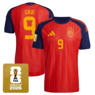 Men's Spain Team #9 Gavi Red 2026 World Cup Home Soccer Jersey