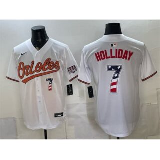 Men's Baltimore Orioles #7 Jackson Holliday White USA 250 Fourth of July Home Stitched Baseball Jersey
