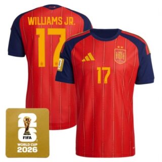 Men's Spain Team #17 Nico Williams JR.Red 2026 World Cup Home Soccer Jersey