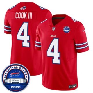 Men's Buffalo Bills #4 James Cook III Red F.U.S.E. 2026 Inaugural Season at Highmark Stadium Football Stitched Jersey
