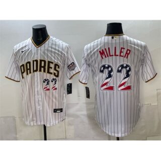 Men's San Diego Padres #22 Mason Miller White USA 250 Fourth of July Home Stitched Baseball Jersey