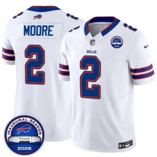 Men's Buffalo Bills #2 D.J. Moore White F.U.S.E. 2026 Inaugural Season at Highmark Stadium Football Stitched Jersey