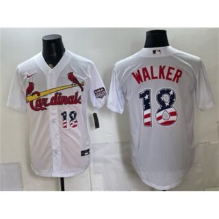Men's St. Louis Cardinals #18 Jordan Walker White USA 250 Fourth of July Stitched Baseball Jersey