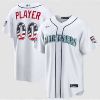 Men's Seattle Mariners Active Player Custom White 2026 All-Star Edition Stars & Stripes & USA 250 Fourth of July Home Stadium Stitched Baseball Jersey