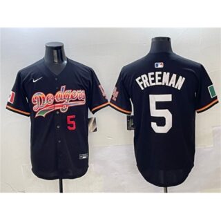 Men's Los Angeles Dodgers #5 Freddie Freeman Black Mexico Limited Stitched Baseball Jersey
