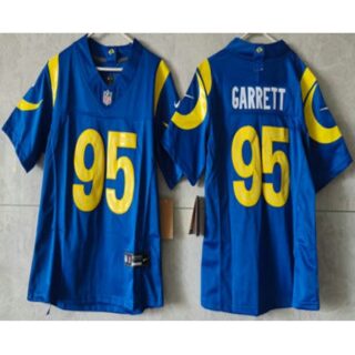 Womens Los Angeles Rams #95 Myles Garrett Limited Blue FUSE Vapor Jersey