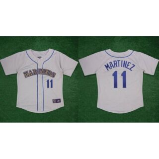 Men's Seattle Mariners #11 Edgar Martinez Gray 1989 Stitched Baseball Jersey