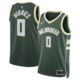 Men's Milwaukee Bucks #0 Brayden Burries Green 2026 Draft Icon Edition Stitched Basketball Jersey
