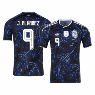 J. ALVAREZ #9 Argentina Away Soccer Jersey World Cup 2026 Black