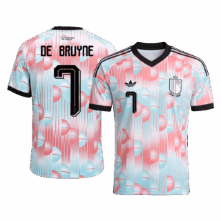 DE BRUYNE #7 Belgium Away Soccer Jersey World Cup 2026 Blue&Pink