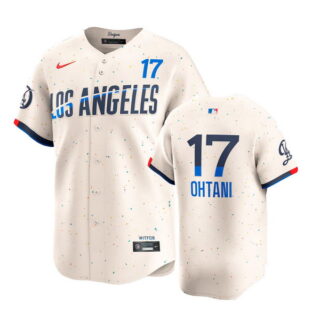 Men's #17 Shohei Ohtani Los Angeles Dodgers City Connect Limited Cream Jerseys