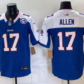 Men's Buffalo Bills #17 Josh Allen 1960 Heritage Round Patch Football Jersey - Royal Blue and White