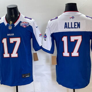 Men's Buffalo Bills #17 Josh Allen AFC East Champions Patch Football Jersey - Royal Blue and White