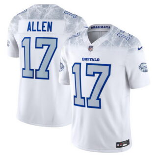 Men's Buffalo Bills #17 Josh Allen White 2025 Rivalries Collection Stitched Limited Jersey