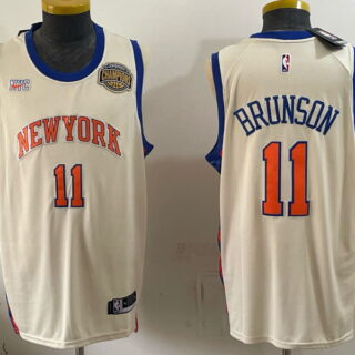 Men's New York Knicks #11 Jalen Brunson Eastern Conference Champions Patch Basketball Jersey - Cream