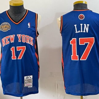 Men's New York Knicks #17 Jeremy Lin Mitchell & Ness 2011-12 Eastern Conference Champions Patch Hardwood Classics Swingman Jersey - Royal Blue