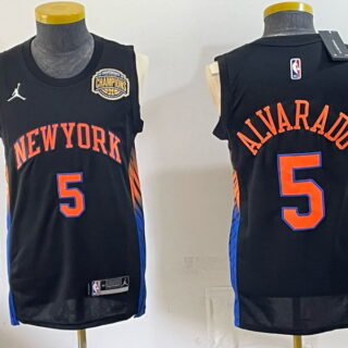 Men's New York Knicks #5 Jose Alvarado Jordan Brand Conference Champions Patch Basketball Jersey - Black