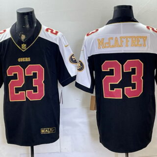 Men's San Francisco 49ers #23 Christian McCaffrey Football Jersey - Black and White